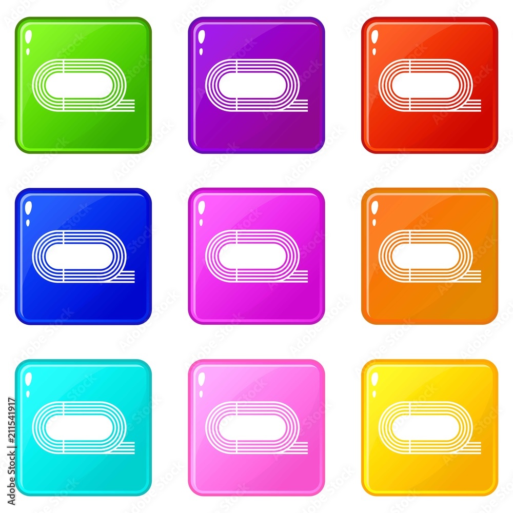 Athletic stadium icons of 9 color set isolated vector illustration Athletic stadium icons of 9 color set isolated vector illustration