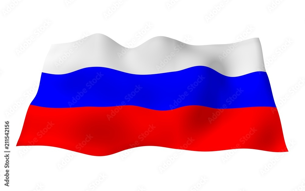 Waving flag of the Russian Federation. The National. State symbol of the Russia. 3D illustration Waving flag of the Russian Federation. The National. State symbol of the Russia. 3D illustration