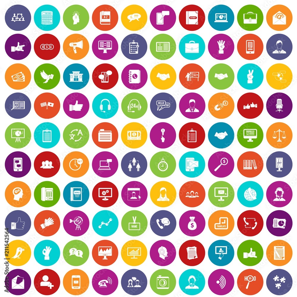 100 dialog icons set in different colors circle isolated vector illustration 100 dialog icons set in different colors circle isolated vector illustration