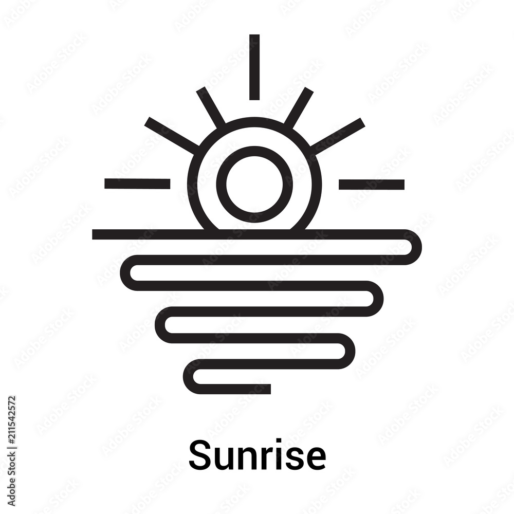 Sunrise icon vector sign and symbol isolated on white background, Sunrise logo concept Sunrise icon vector sign and symbol isolated on white background, Sunrise logo concept