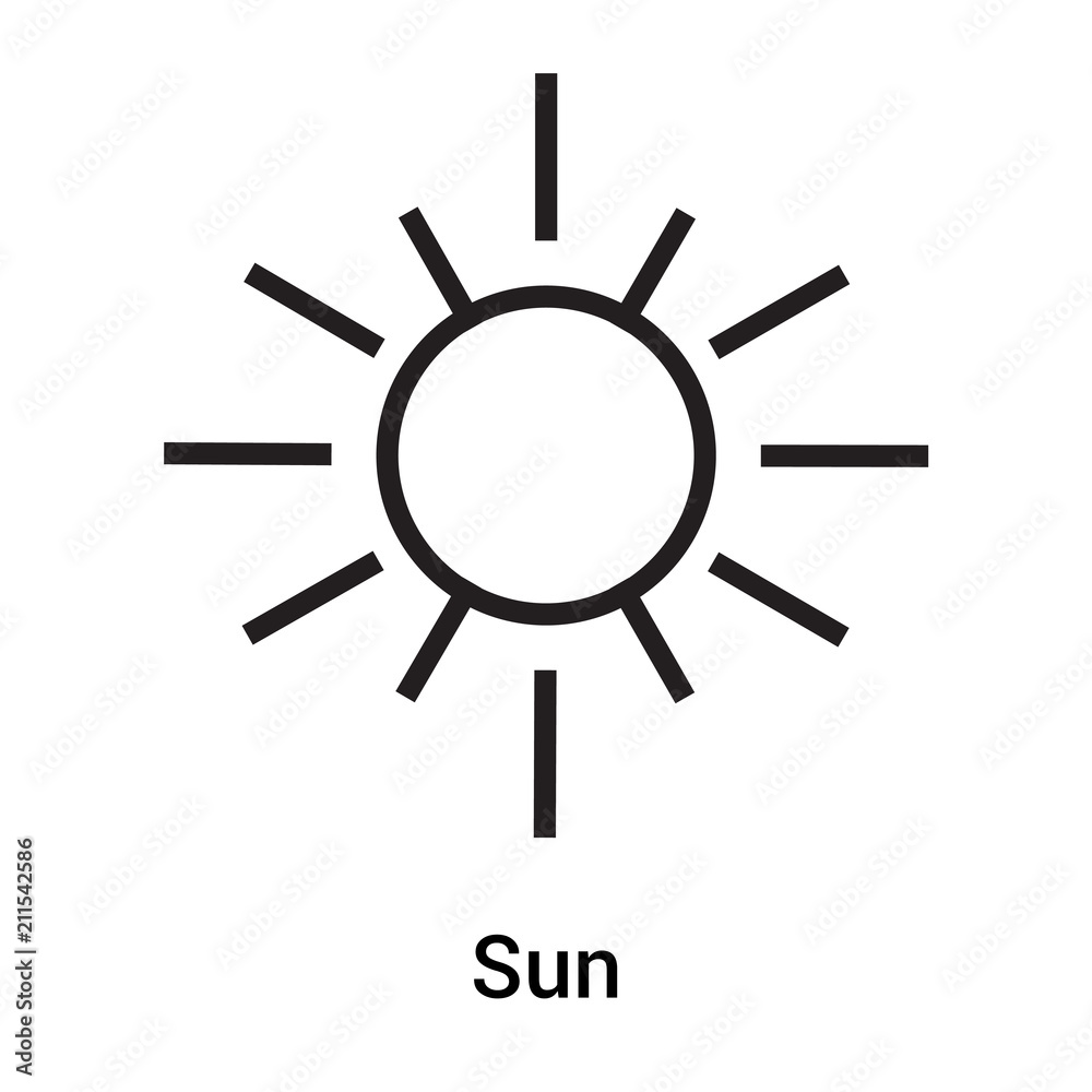 Sun icon vector sign and symbol isolated on white background, Sun logo concept Sun icon vector sign and symbol isolated on white background, Sun logo concept