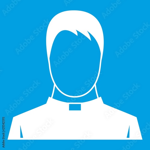 Priest icon white isolated on blue background vector illustration