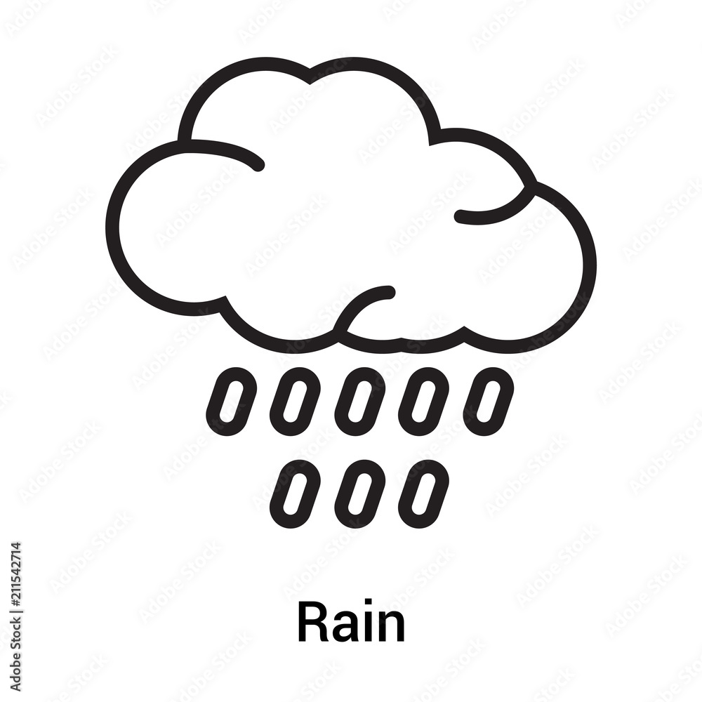 Rain icon vector sign and symbol isolated on white background, Rain logo concept Rain icon vector sign and symbol isolated on white background, Rain logo concept
