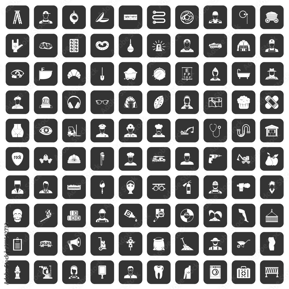 100 different professions icons set in black color isolated vector illustration 100 different professions icons set in black color isolated vector illustration