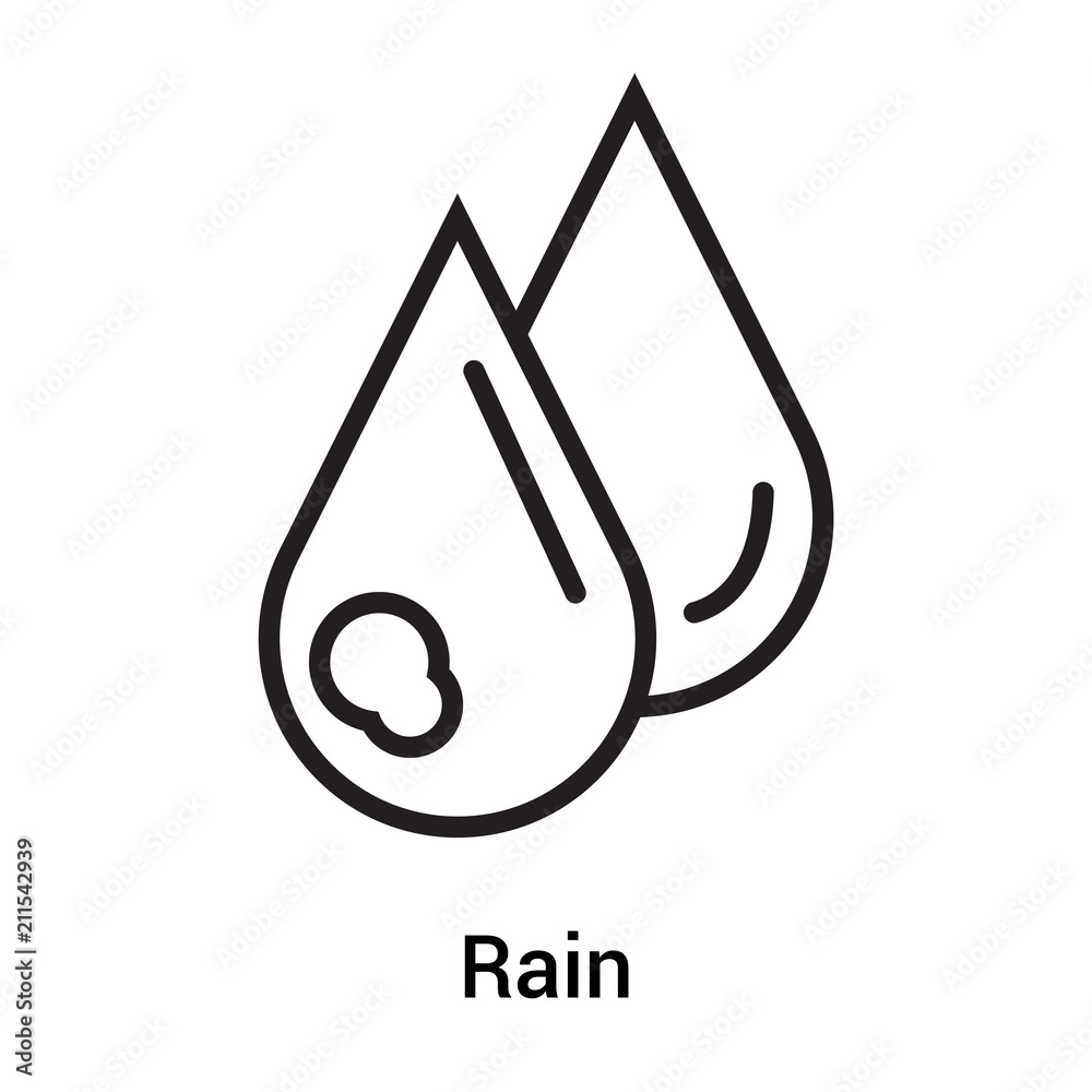 Rain icon vector sign and symbol isolated on white background, Rain logo concept Rain icon vector sign and symbol isolated on white background, Rain logo concept