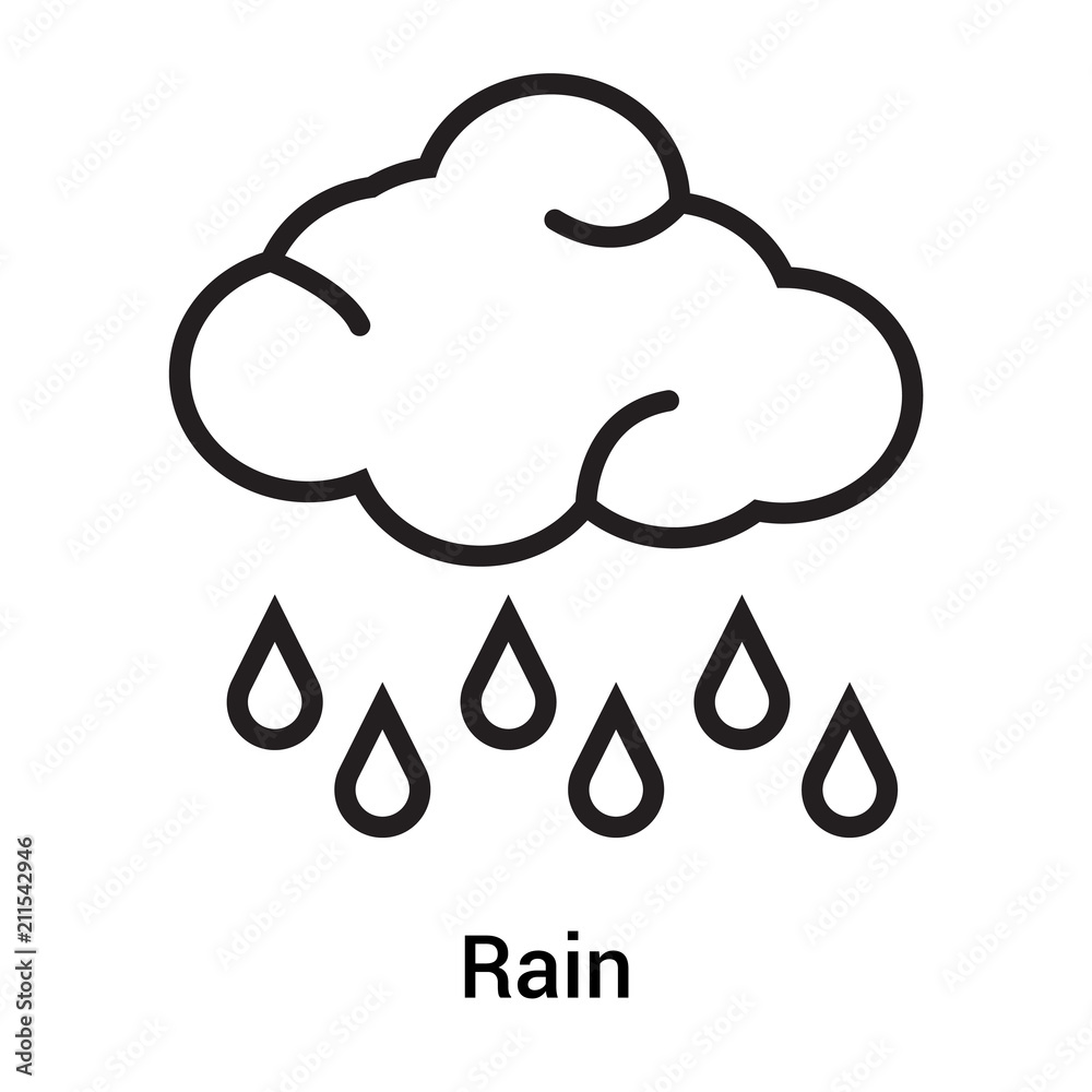 Rain icon vector sign and symbol isolated on white background, Rain logo concept Rain icon vector sign and symbol isolated on white background, Rain logo concept