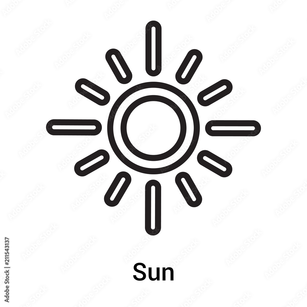 Sun icon vector sign and symbol isolated on white background, Sun logo concept Sun icon vector sign and symbol isolated on white background, Sun logo concept