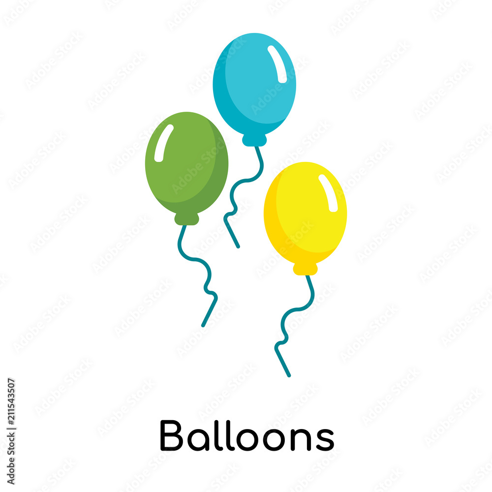 Balloons icon vector sign and symbol isolated on white background, Balloons logo concept Balloons icon vector sign and symbol isolated on white background, Balloons logo concept