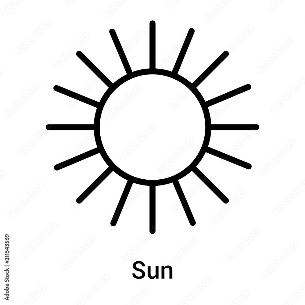 Sun icon vector sign and symbol isolated on white background, Sun logo concept