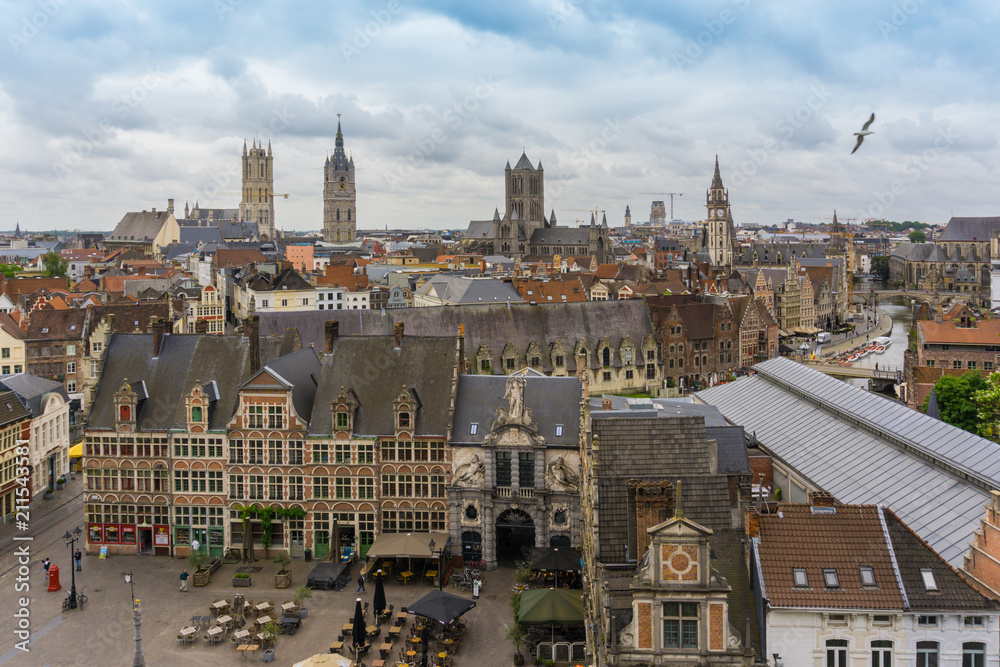 Ghent old town panorama