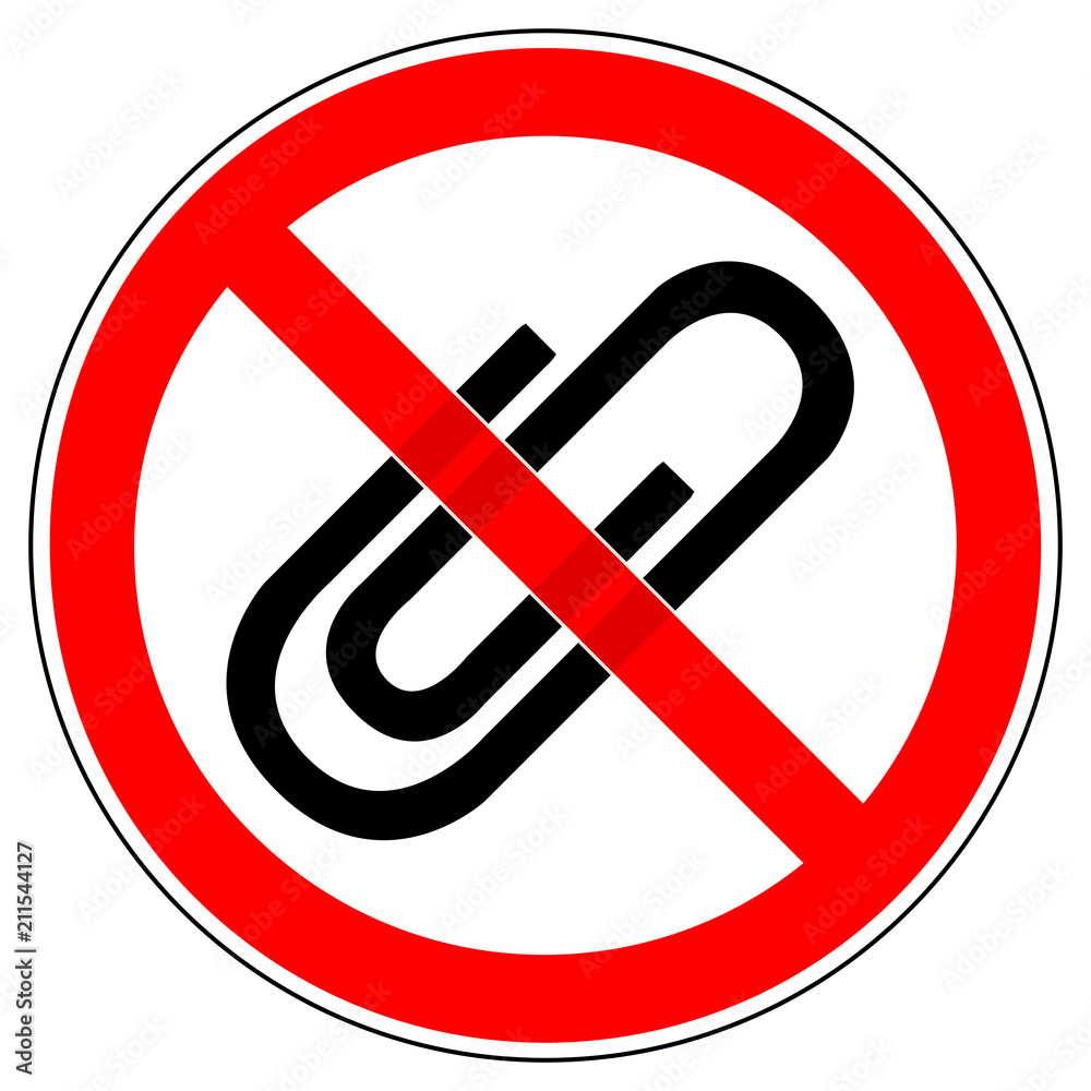 srr380 SignRoundRed - german - Verbotszeichen - Metall Büroklammer verboten  - english - prohibition sign / paperclip - metal paper clip prohibited -  xxl g6267 Stock Illustration | Adobe Stock