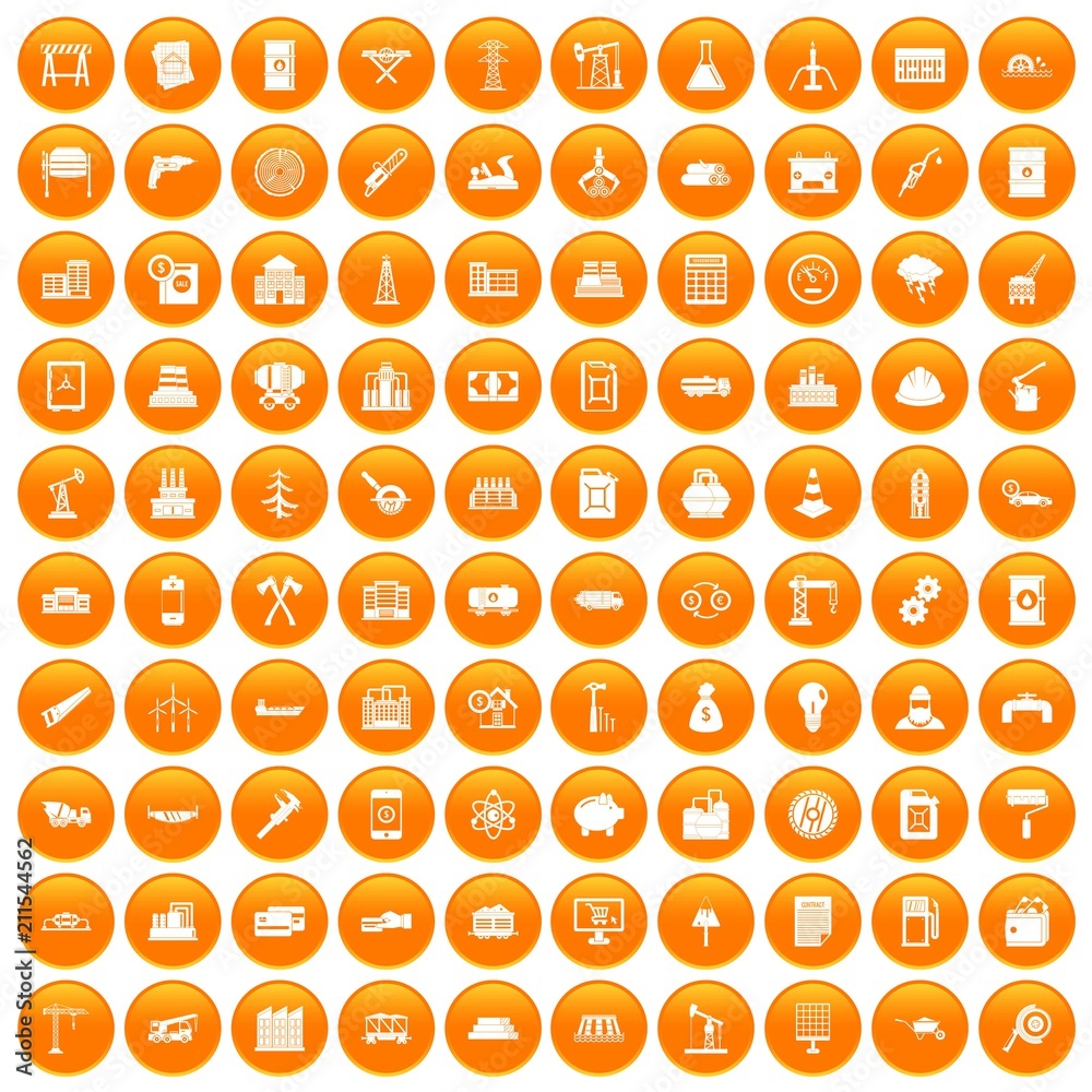 100 plant icons set in orange circle isolated on white vector illustration 100 plant icons set in orange circle isolated on white vector illustration