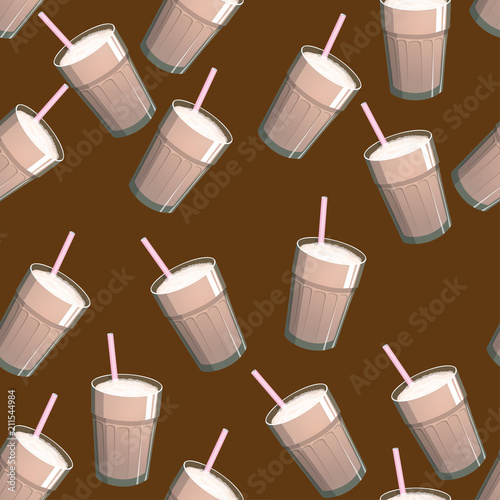 Vector seamless pattern with coffee drink. Backdrop with beverages for menus, cafes, bars and any other design.