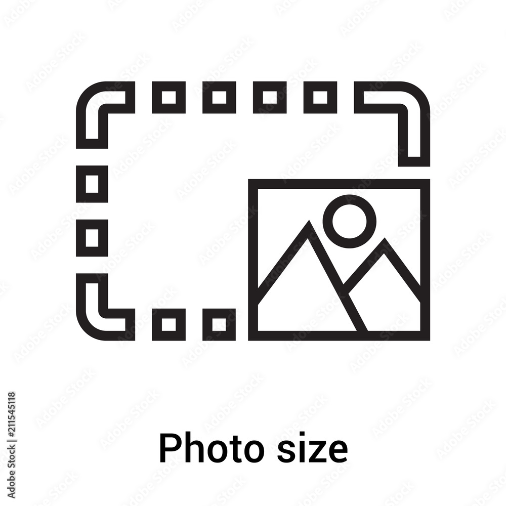 Photo size icon vector sign and symbol isolated on white background, Photo size logo concept Photo size icon vector sign and symbol isolated on white background, Photo size logo concept