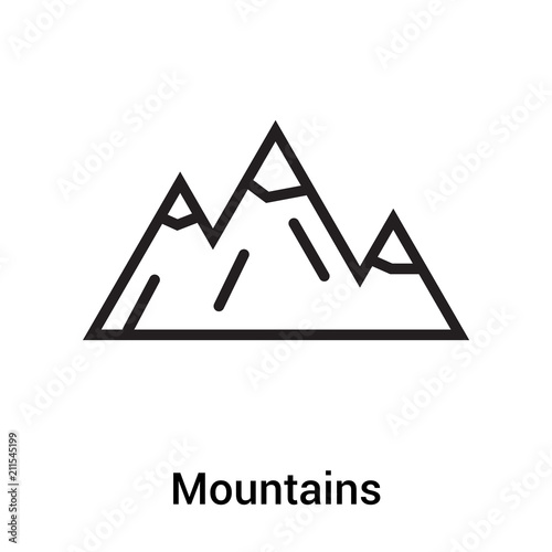 Mountains icon vector sign and symbol isolated on white background, Mountains logo concept