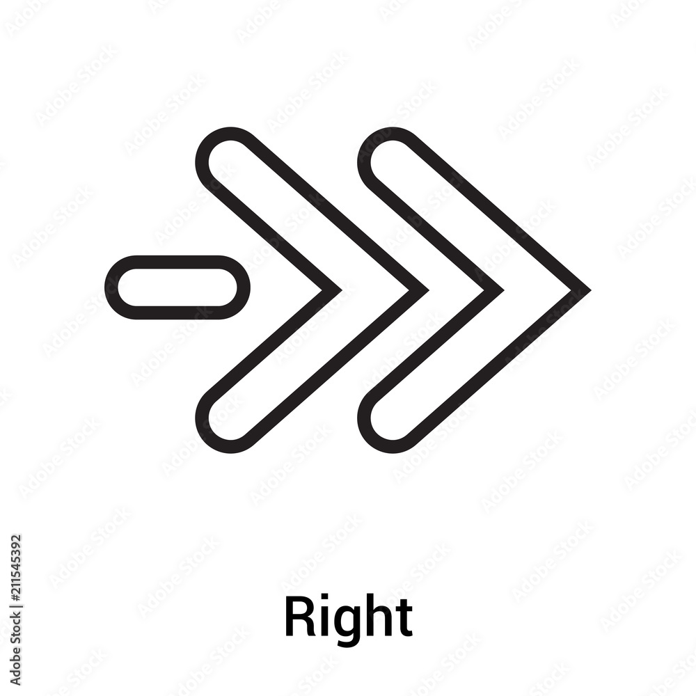 Right icon vector sign and symbol isolated on white background, Right logo concept Right icon vector sign and symbol isolated on white background, Right logo concept