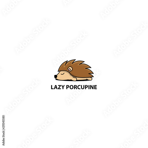 Lazy porcupine sleeping icon, logo design, vector illustration photo