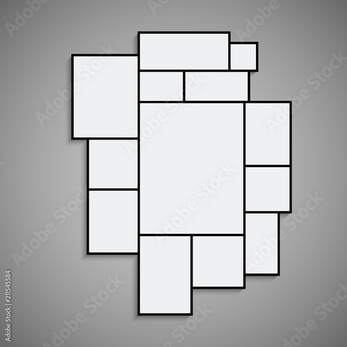 Montage collage photo frame template. Image picture background montage poster design