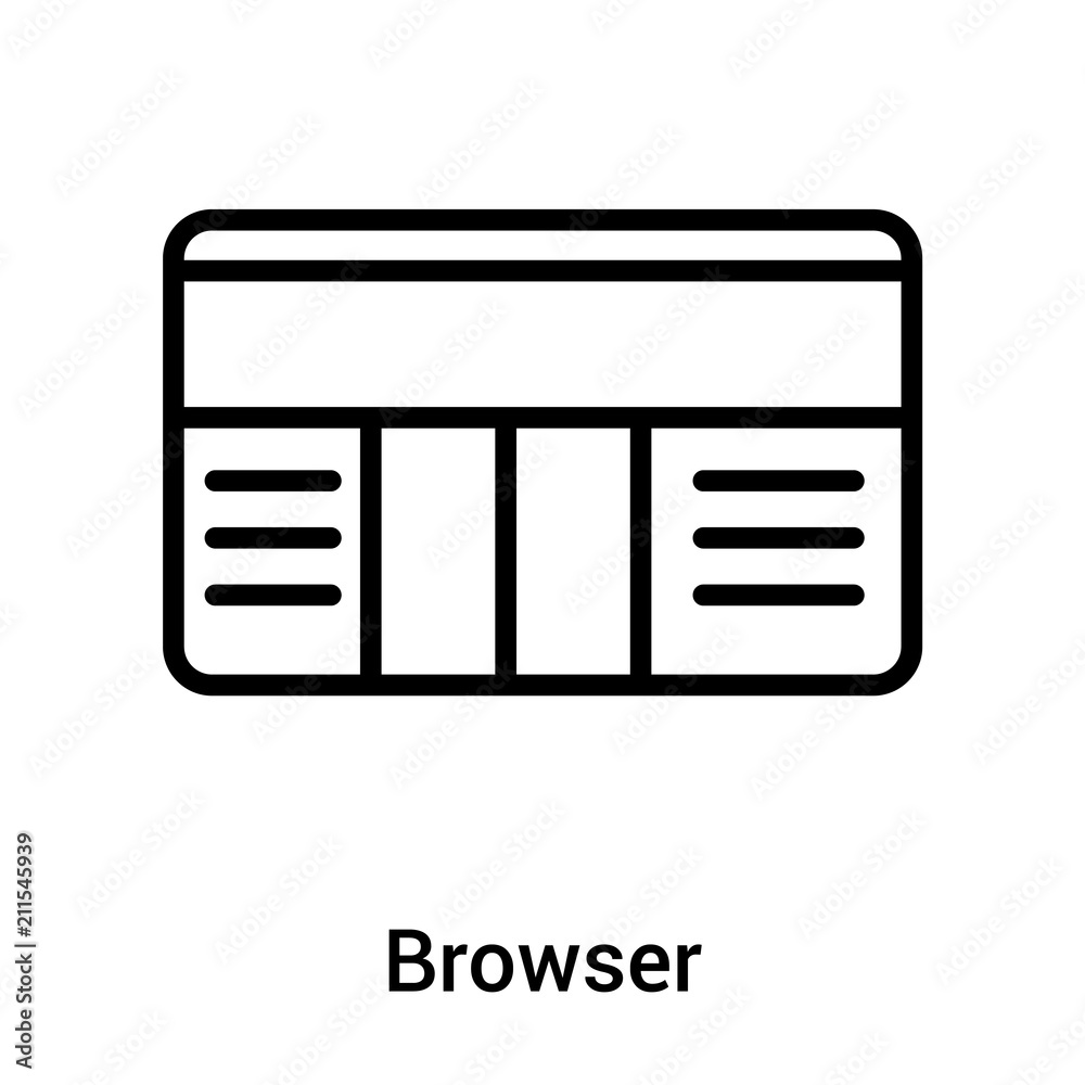 Browser icon vector sign and symbol isolated on white background, Browser logo concept Browser icon vector sign and symbol isolated on white background, Browser logo concept