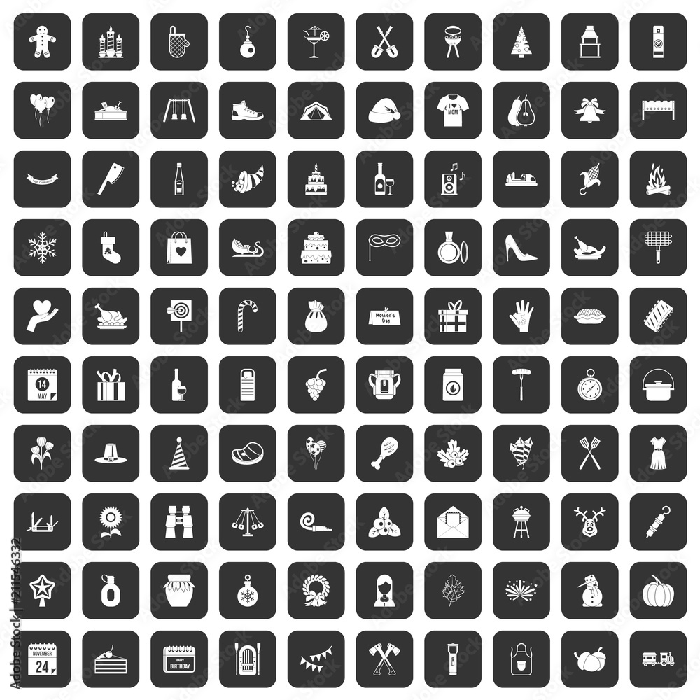 100 family tradition icons set in black color isolated vector illustration 100 family tradition icons set in black color isolated vector illustration