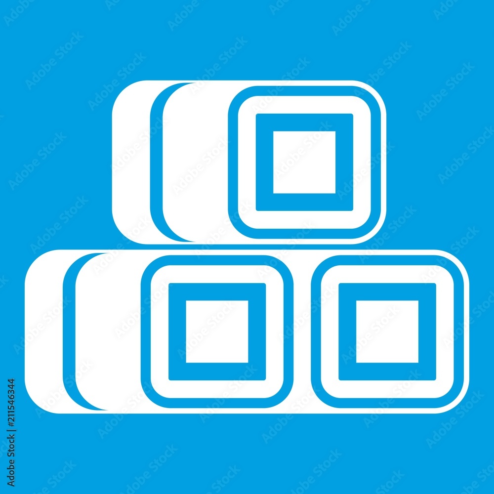 Hay bundles icon white isolated on blue background vector illustration Hay bundles icon white isolated on blue background vector illustration