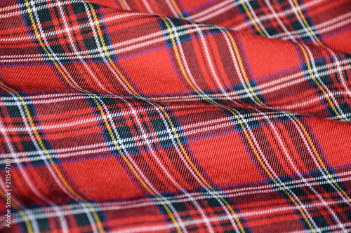Red Scottish Tartan Uniform Material
