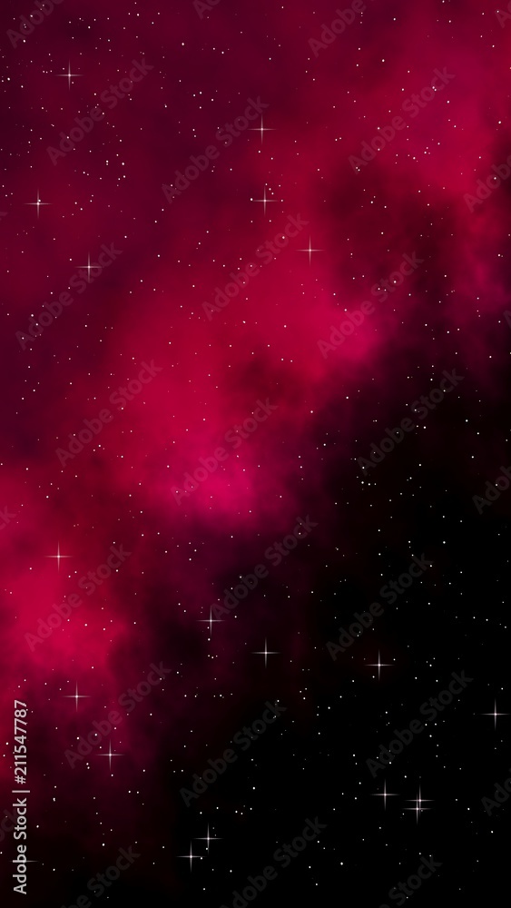Colorful and beautiful space background. Outer space. Starry outer space texture. Templates, red background Design of websites, mobile devices and applications. 3D illustration