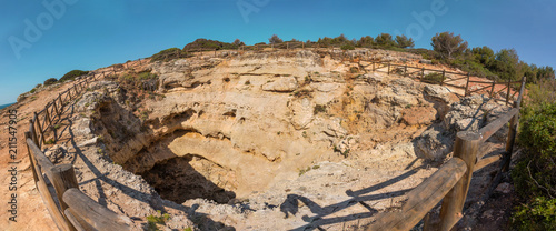 Top view of Benagil cave, Algarve Portugal