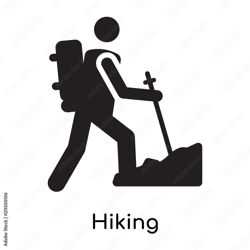 Hiking icon vector sign and symbol isolated on white background, Hiking logo concept icon Hiking icon vector sign and symbol isolated on white background, Hiking logo concept icon