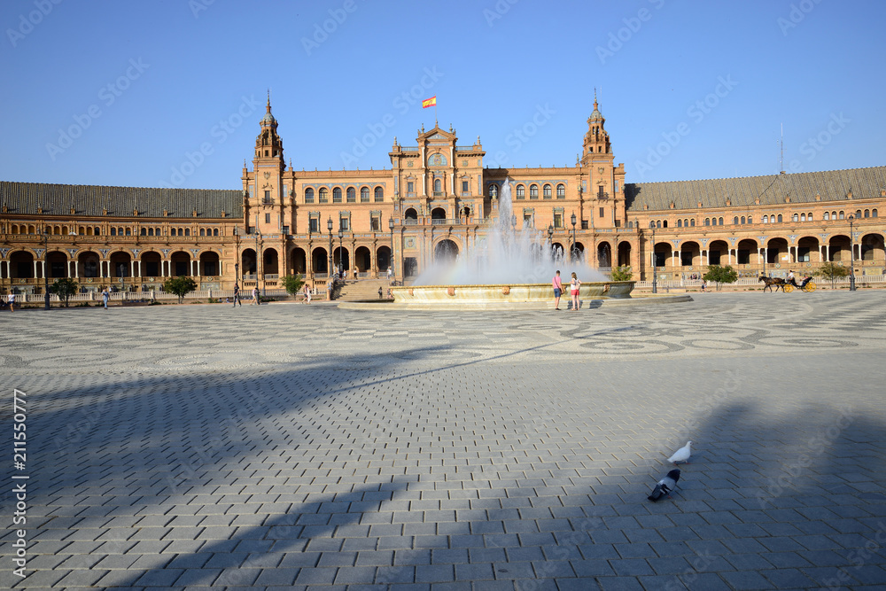 Seville, Spain - June 21, 2018: Plaza de España in Seville.
