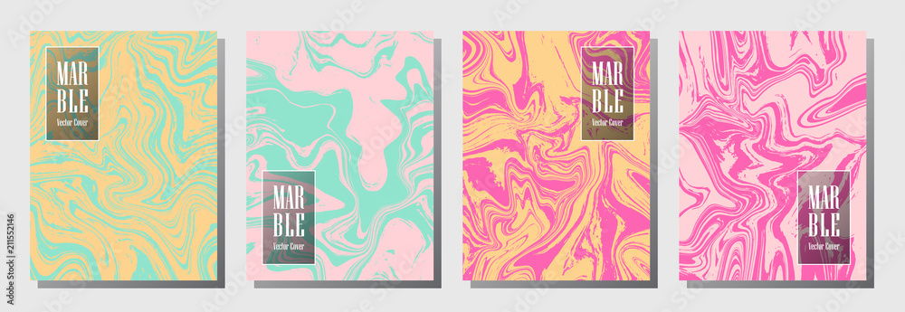 Party flyer or journal cover marble background patterns vector set.