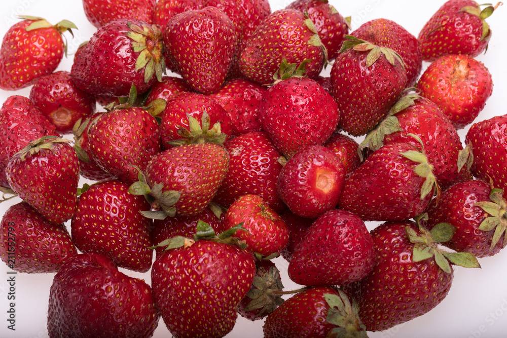 fresh ripe strawberries isolated on white background fresh ripe strawberries isolated on white background