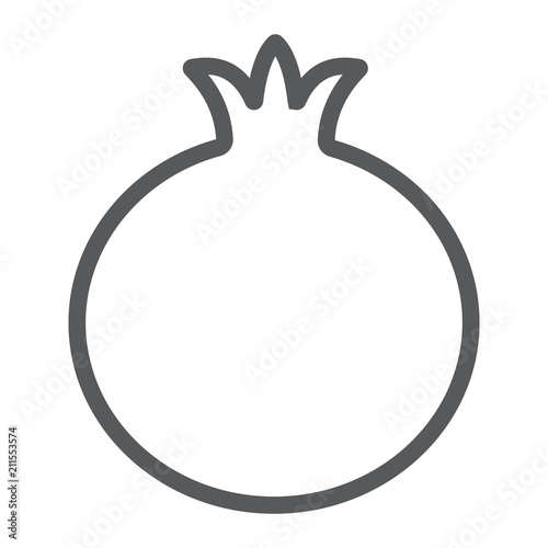 Pomegranate line icon, fruit and vitamin, diet sign, vector graphics, a linear pattern on a white background, eps 10.