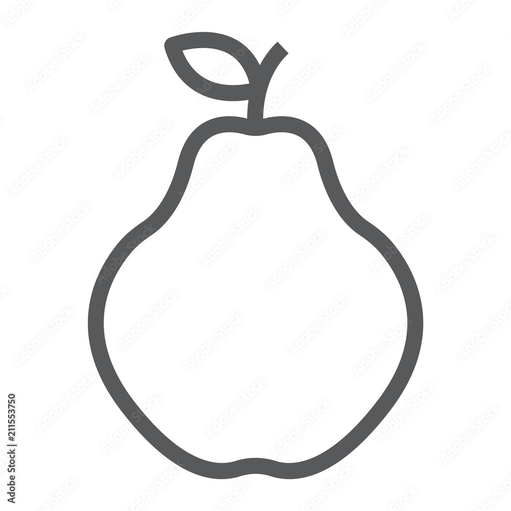 Quince line icon, fruit and vitamin, tropical sign, vector graphics, a linear pattern on a white background, eps 10. Quince line icon, fruit and vitamin, tropical sign, vector graphics, a linear pattern on a white background, eps 10.