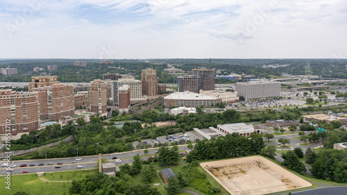 The skyline of Alexandria, Virginia, USA and surrounding areas as seen from the top of the George Washington Masonic Temple.