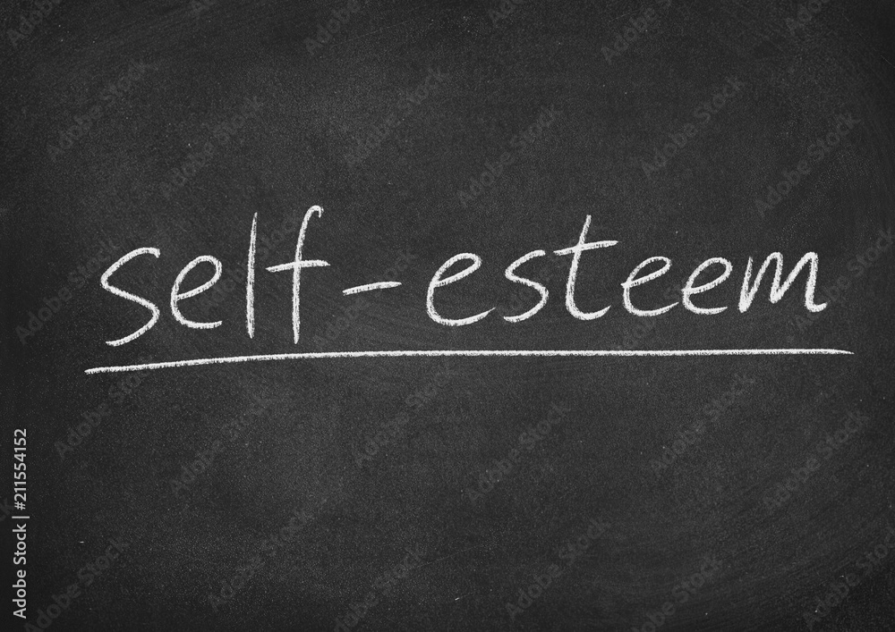 Obraz premium self esteem concept word on a blackboard background