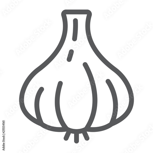 Garlic line icon, vegetable and diet, vegetarian sign, vector graphics, a linear pattern on a white background, eps 10.