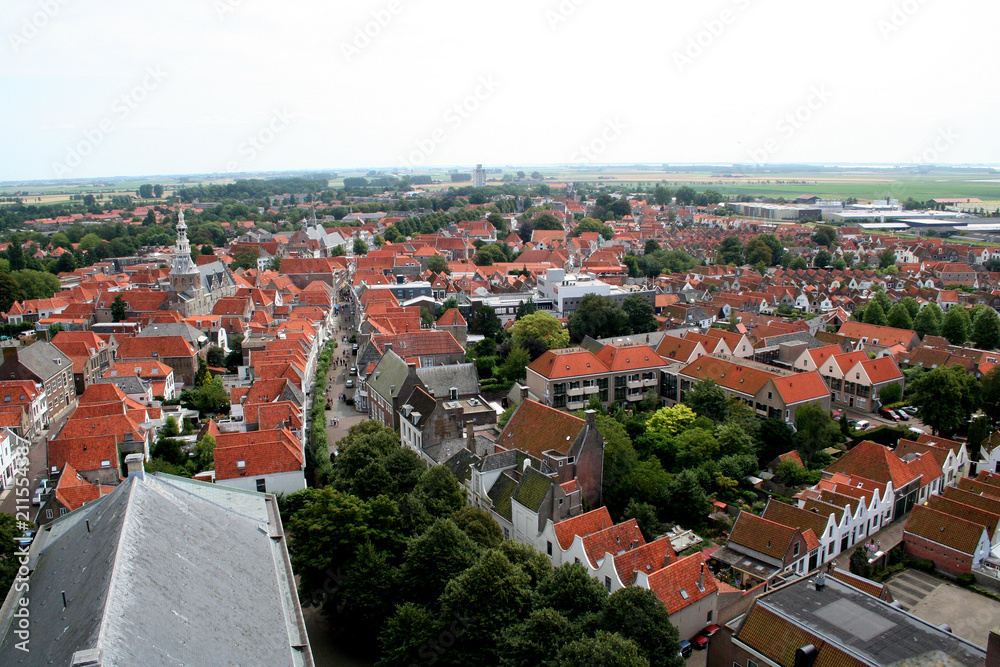 Landscape and sight over the town of Zierikzee