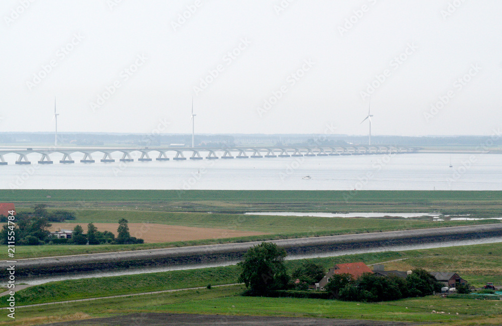 Easterscheldt and the Zeeland brug, seen from the Sint-Lievensmonstertoren in Zierikzee Easterscheldt and the Zeeland brug, seen from the Sint-Lievensmonstertoren in Zierikzee
