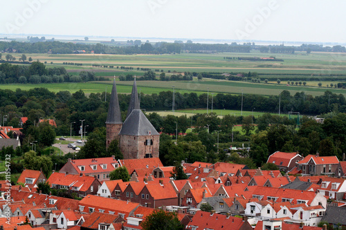 Landscape and sight over the town of Zierikzee