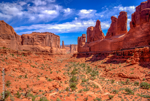 Park Avenue in Arches National Park on a Beautiful Day