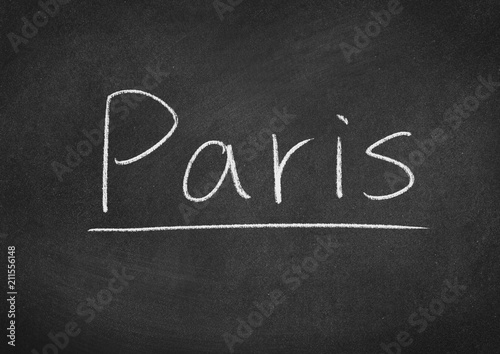 Paris concept word on a blackboard background