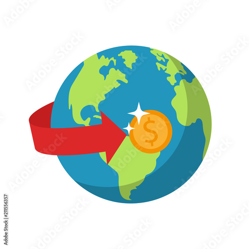 Money circulation. World. Vector.