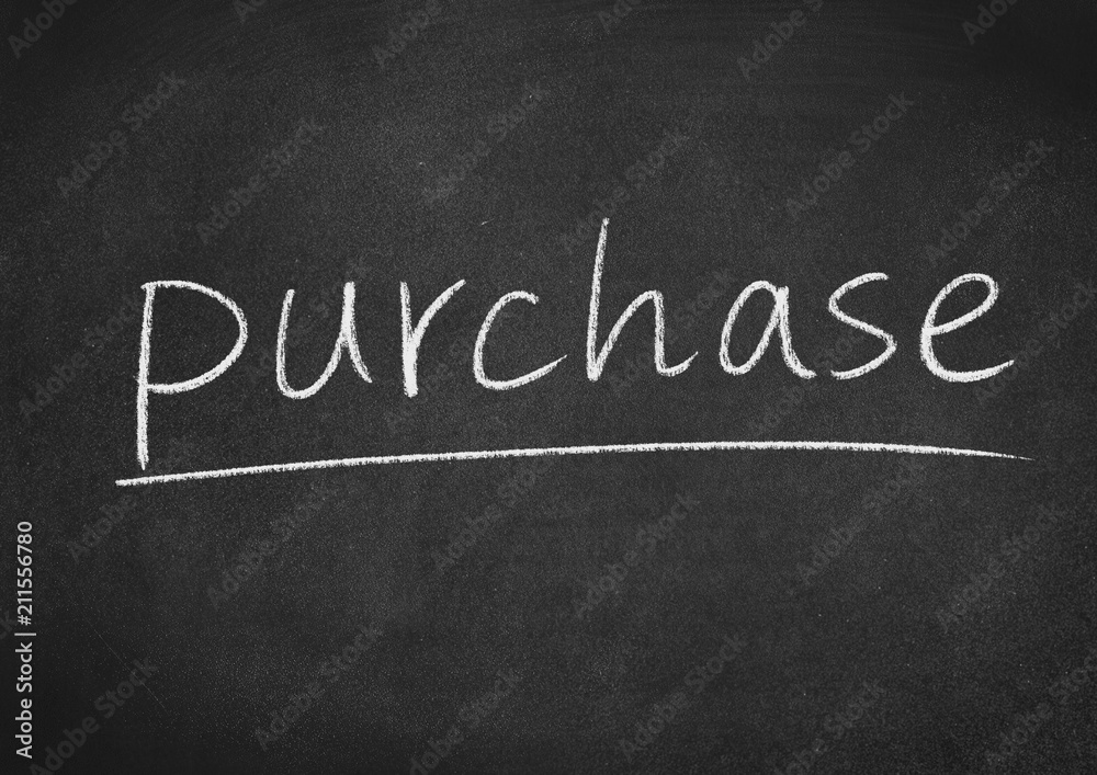 Obraz premium purchase concept word on a blackboard background
