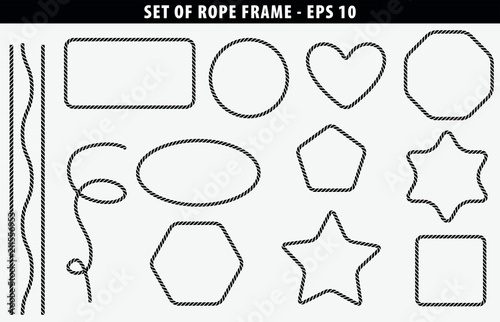 Set of seamless Rope frame with various shape. easy to modify
