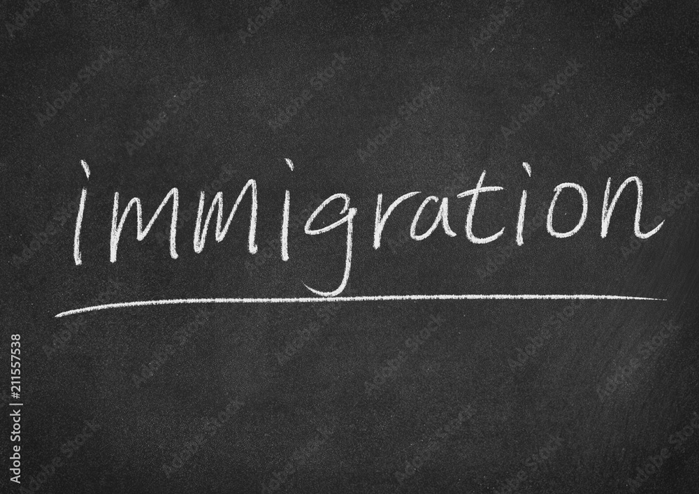 Fototapeta premium immigration concept word on a blackboard background