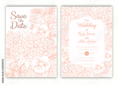 Floral hand drawn frame for a birth day invitation