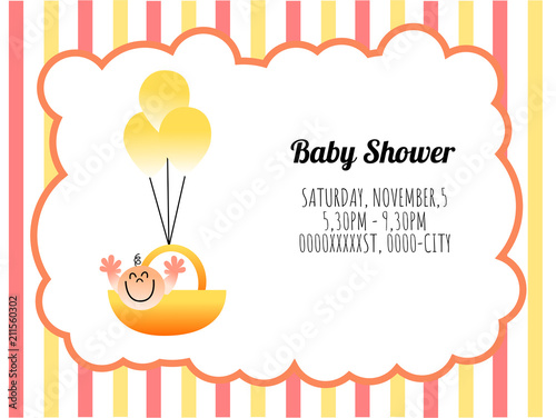 Cute card template of a baby shower invitation