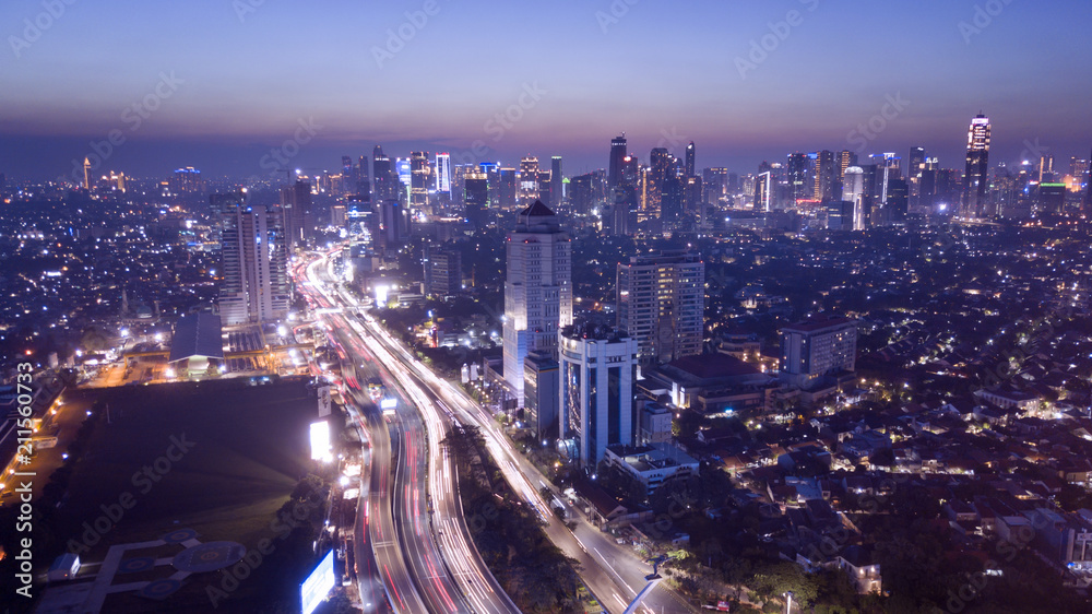 Fototapeta premium Beautiful view night in Jakarta city