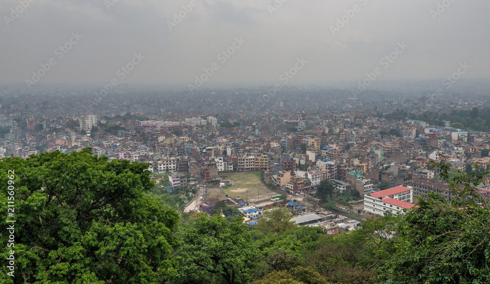 Aerial panorama of Kathmandu, Nepal